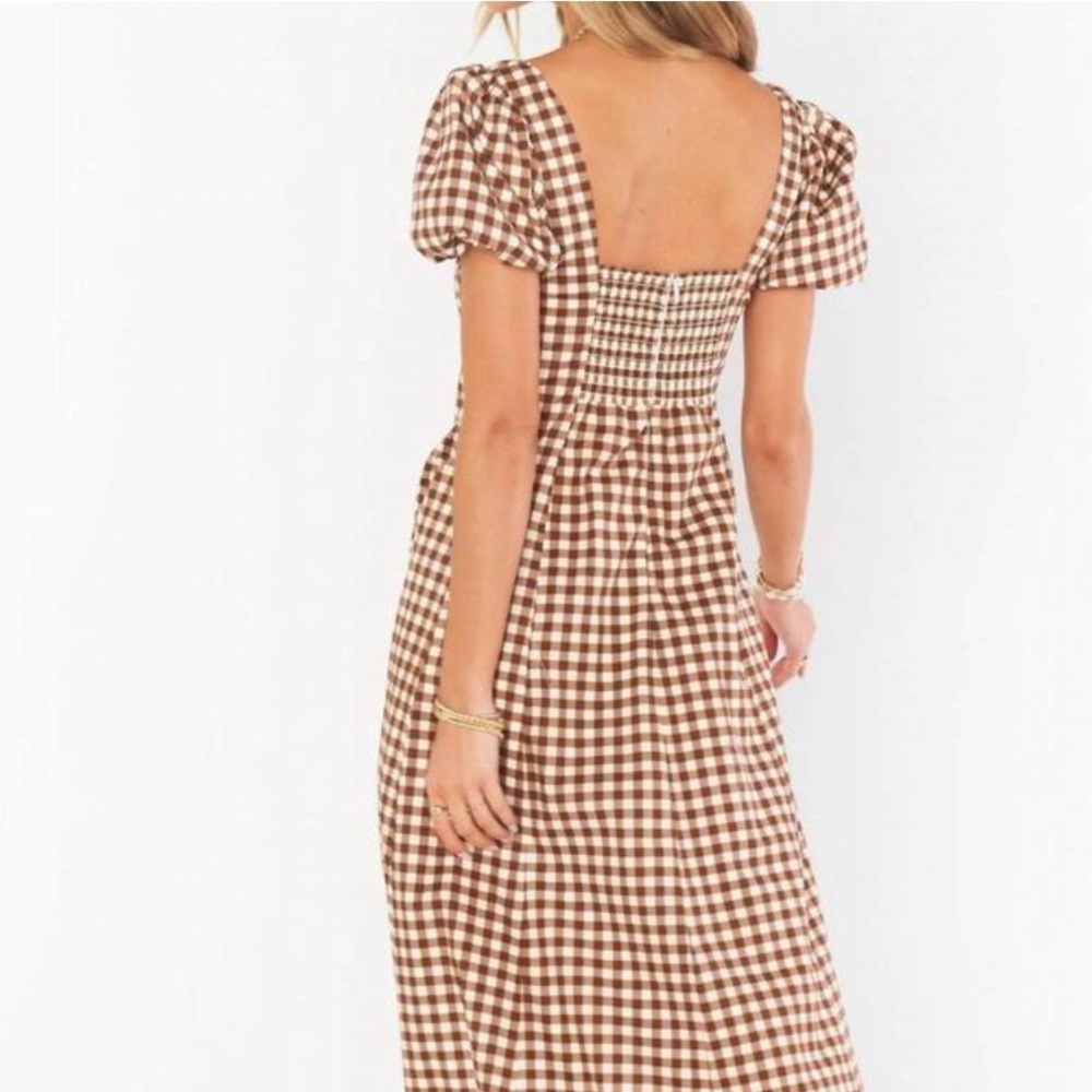 Show Me Your MuMu Brown & Cream Gingham Midi Dress - Picture 3 of 10
